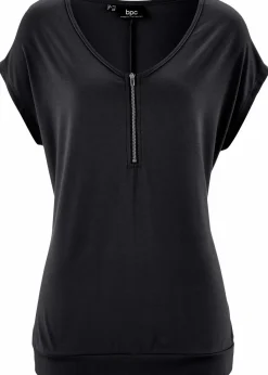 Sale Shirt mit Reißverschluss, Kurzarm Damen Shirts & Tops|Nachhaltigere Materialien