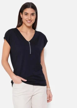 Sale Shirt mit Reißverschluss, Kurzarm Damen Shirts & Tops|Nachhaltigere Materialien