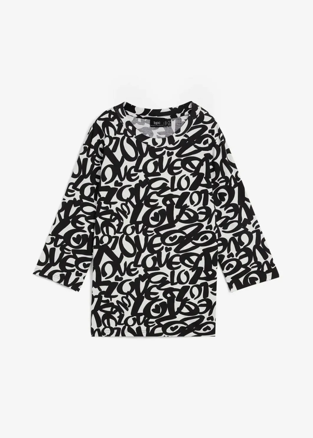 Damen bonprix Nachhaltigere Materialien|Shirts & Tops|Shirt mit Rundhals-Ausschnitt, ¾-Arm