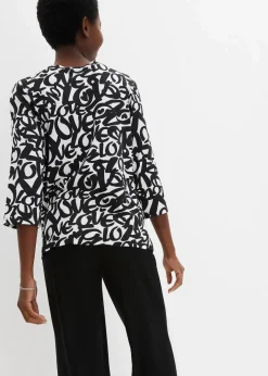 Damen bonprix Nachhaltigere Materialien|Shirts & Tops|Shirt mit Rundhals-Ausschnitt, ¾-Arm