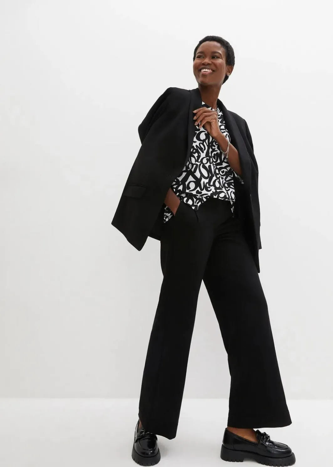 Damen bonprix Nachhaltigere Materialien|Shirts & Tops|Shirt mit Rundhals-Ausschnitt, ¾-Arm