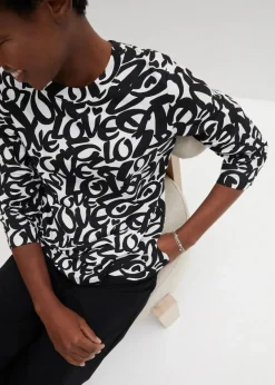 Damen bonprix Nachhaltigere Materialien|Shirts & Tops|Shirt mit Rundhals-Ausschnitt, ¾-Arm