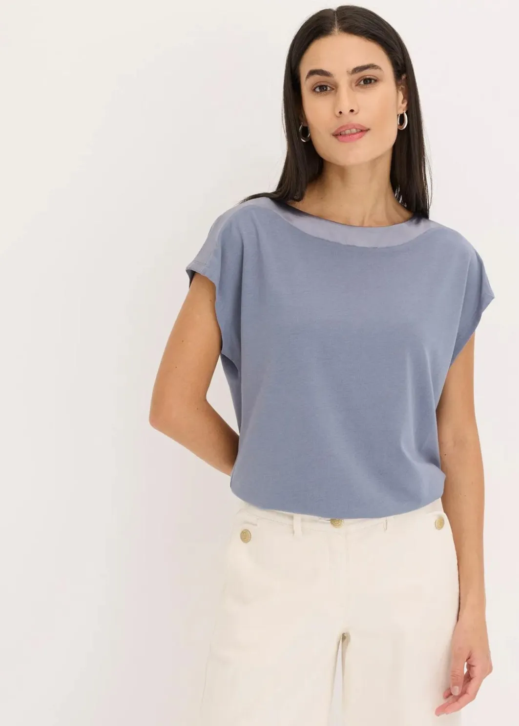 Online Shirt mit Satinpasse Damen Shirts & Tops