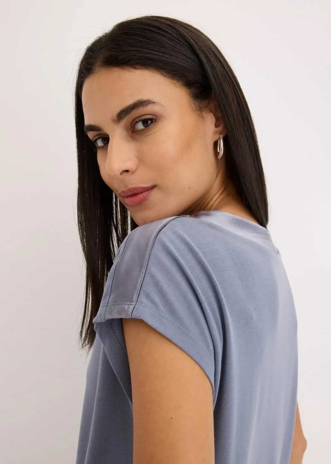 Online Shirt mit Satinpasse Damen Shirts & Tops