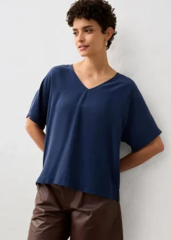 Shirt mit Seidenanteil und Webeinsatz Damen Premium|Shirts & Tops