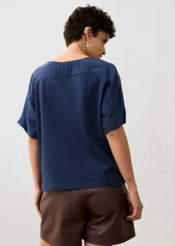 Shirt mit Seidenanteil und Webeinsatz Damen Premium|Shirts & Tops