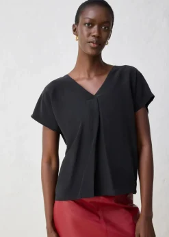 Damen bonprix Shirts & Tops|Premium|Shirt mit Seidenanteil und Webeinsatz