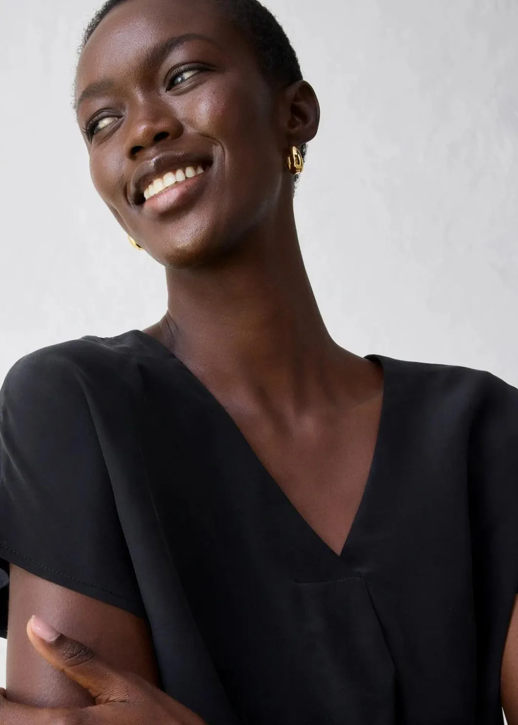 Damen bonprix Shirts & Tops|Premium|Shirt mit Seidenanteil und Webeinsatz