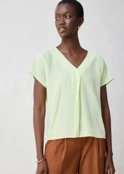 Damen bonprix Premium|Shirts & Tops|Shirt mit Seidenanteil und Webeinsatz