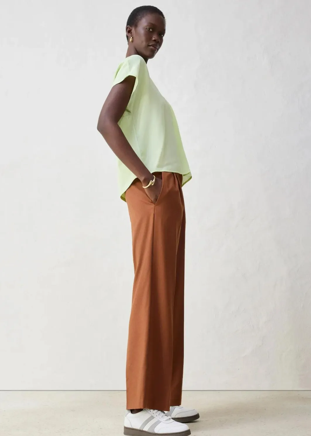 Damen bonprix Premium|Shirts & Tops|Shirt mit Seidenanteil und Webeinsatz