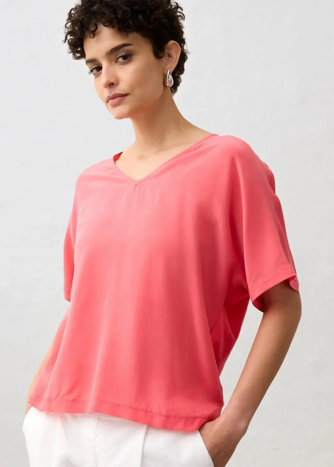 Hot Shirt mit Seidenanteil und Webeinsatz Damen Premium|Shirts & Tops