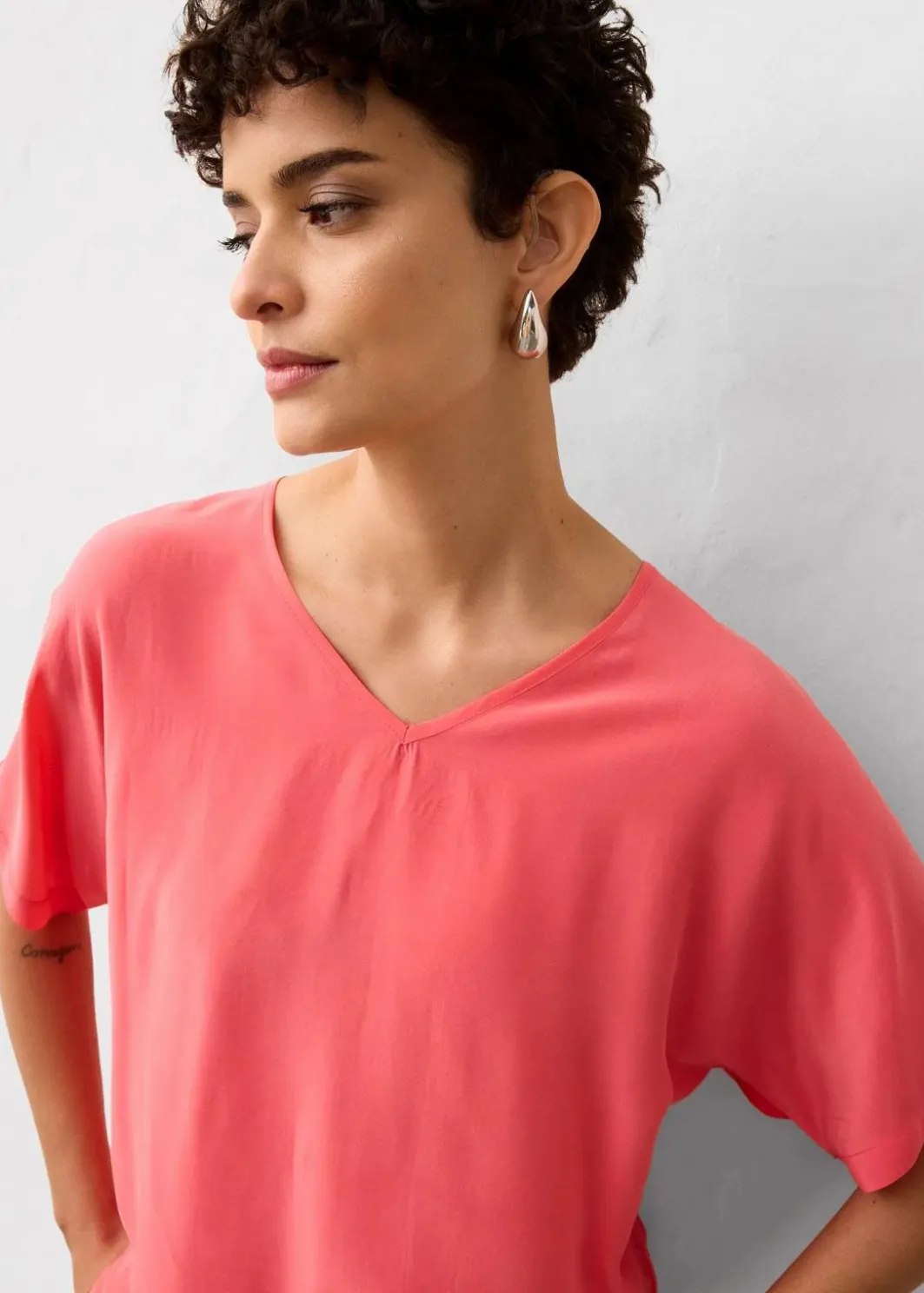 Hot Shirt mit Seidenanteil und Webeinsatz Damen Premium|Shirts & Tops
