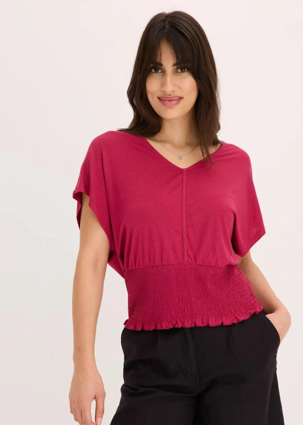 Hot Shirt mit Smock-Saum Damen Shirts & Tops|Nachhaltigere Materialien