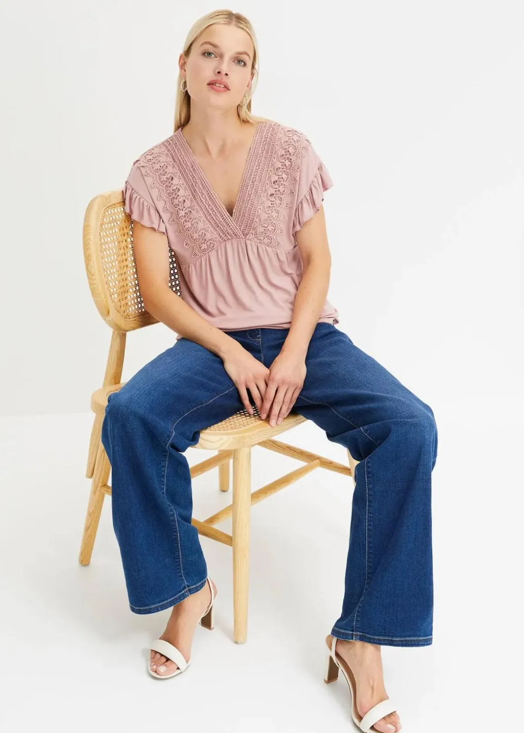 Damen bonprix Shirts & Tops|Shirt mit Spitze