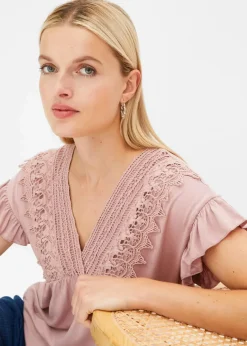 Damen bonprix Shirts & Tops|Shirt mit Spitze