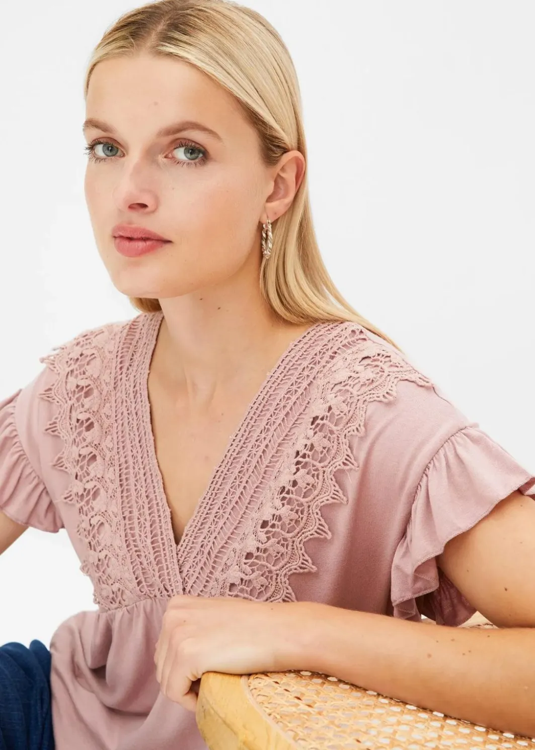 Damen bonprix Shirts & Tops|Shirt mit Spitze