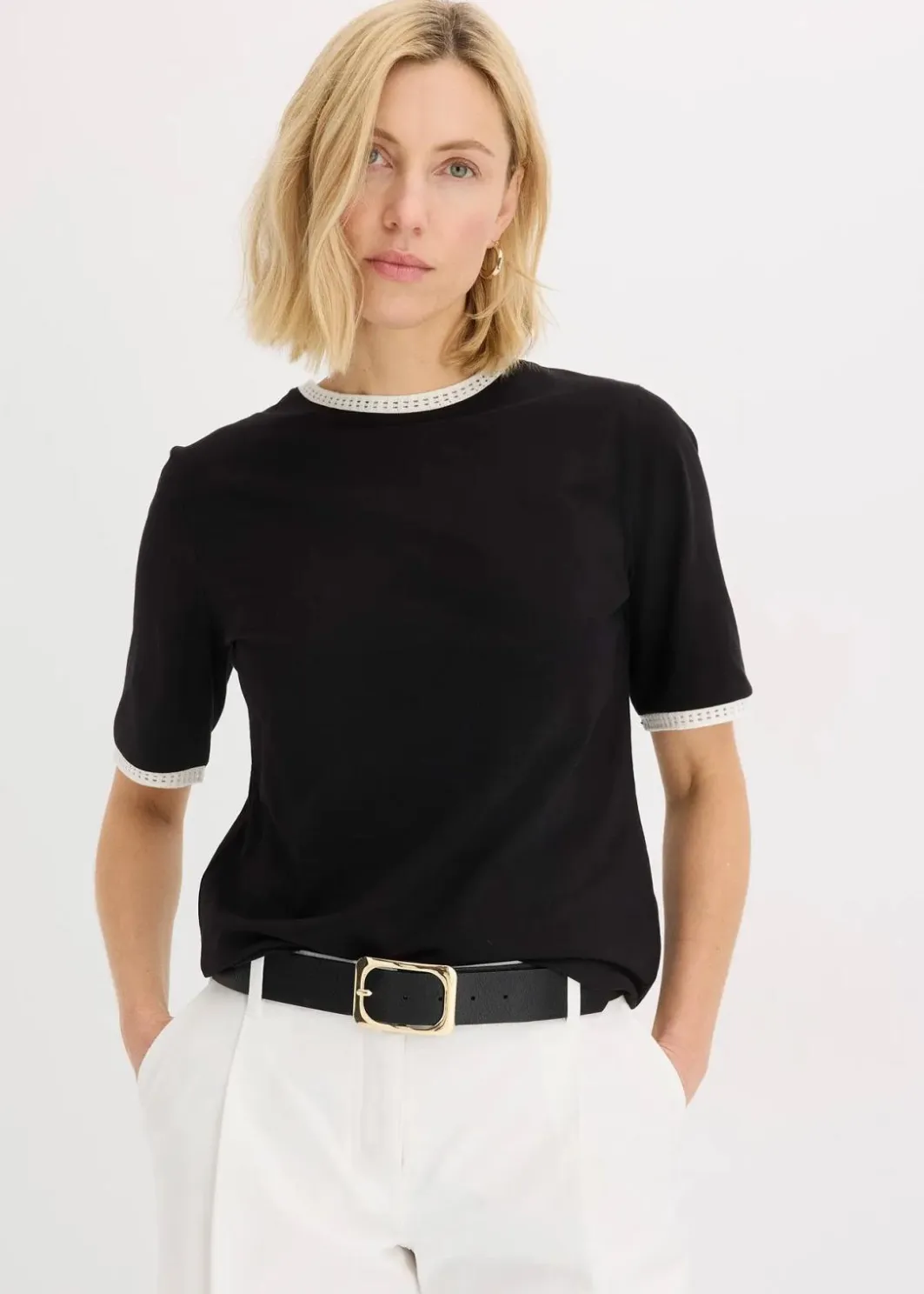 Damen bonprix Shirts & Tops|Shirt mit Spitzenborte