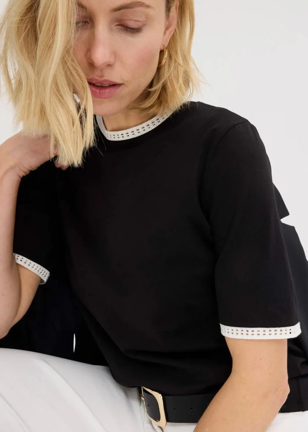 Damen bonprix Shirts & Tops|Shirt mit Spitzenborte
