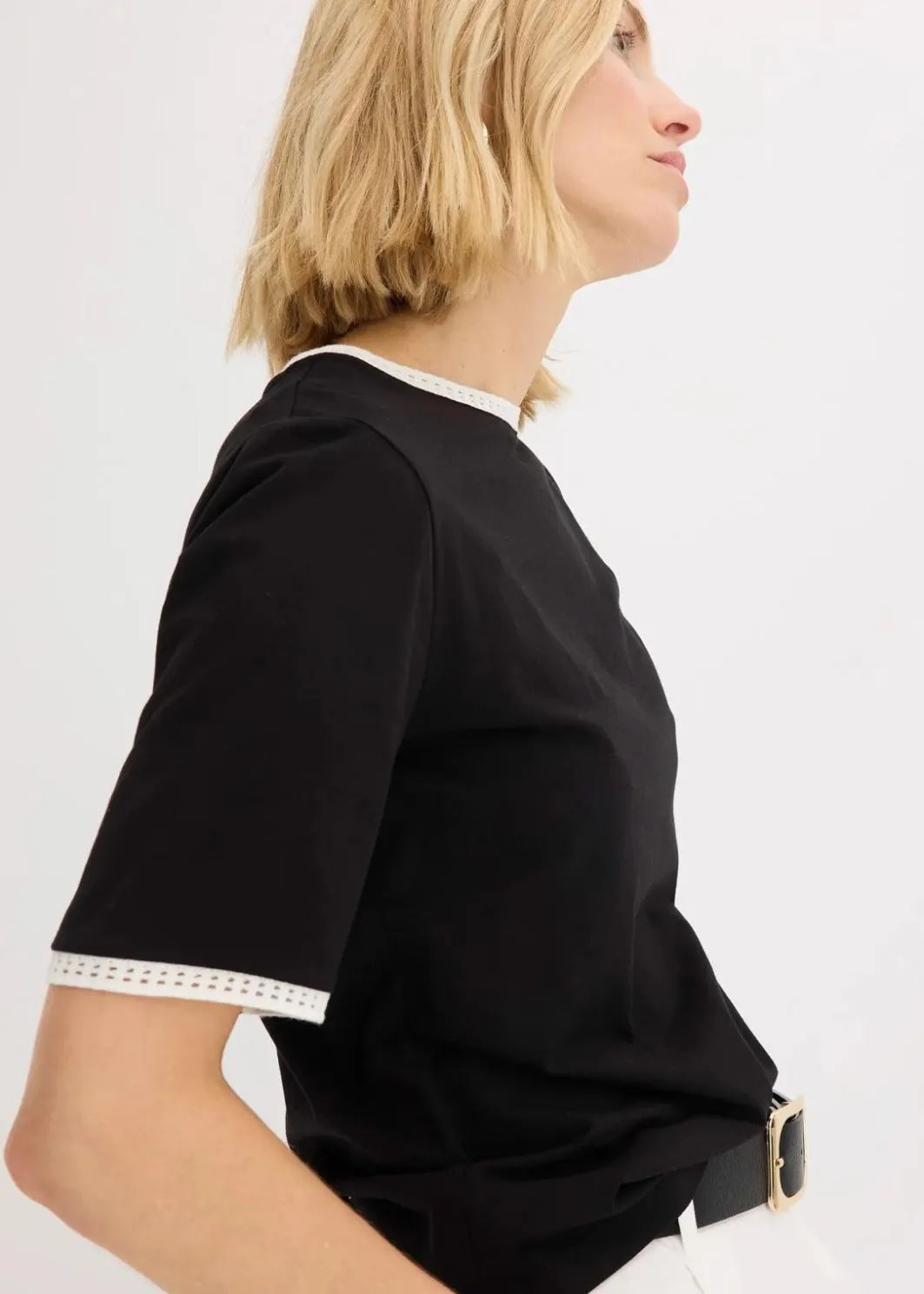 Damen bonprix Shirts & Tops|Shirt mit Spitzenborte