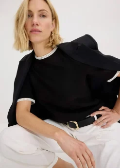 Damen bonprix Shirts & Tops|Shirt mit Spitzenborte