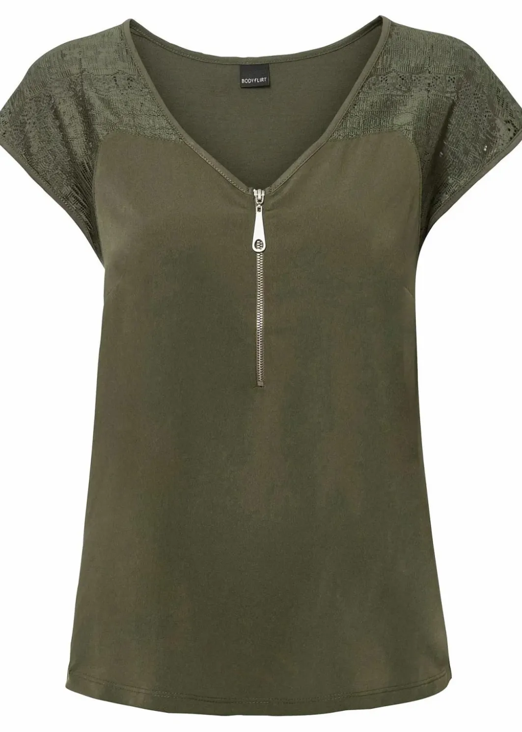 New Shirt mit Spitzeneinsatz Damen Nachhaltigere Materialien|Shirts & Tops