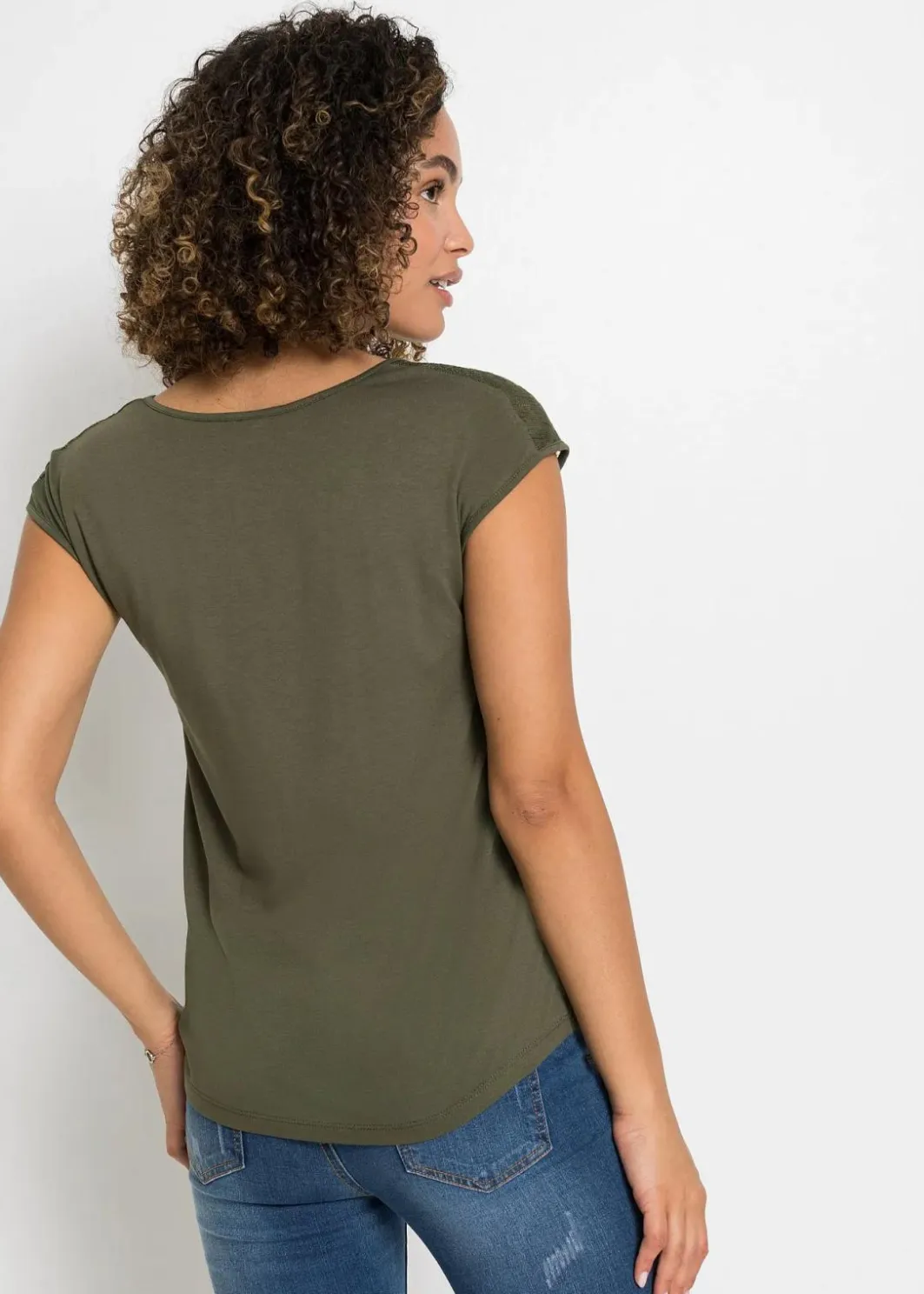 New Shirt mit Spitzeneinsatz Damen Nachhaltigere Materialien|Shirts & Tops