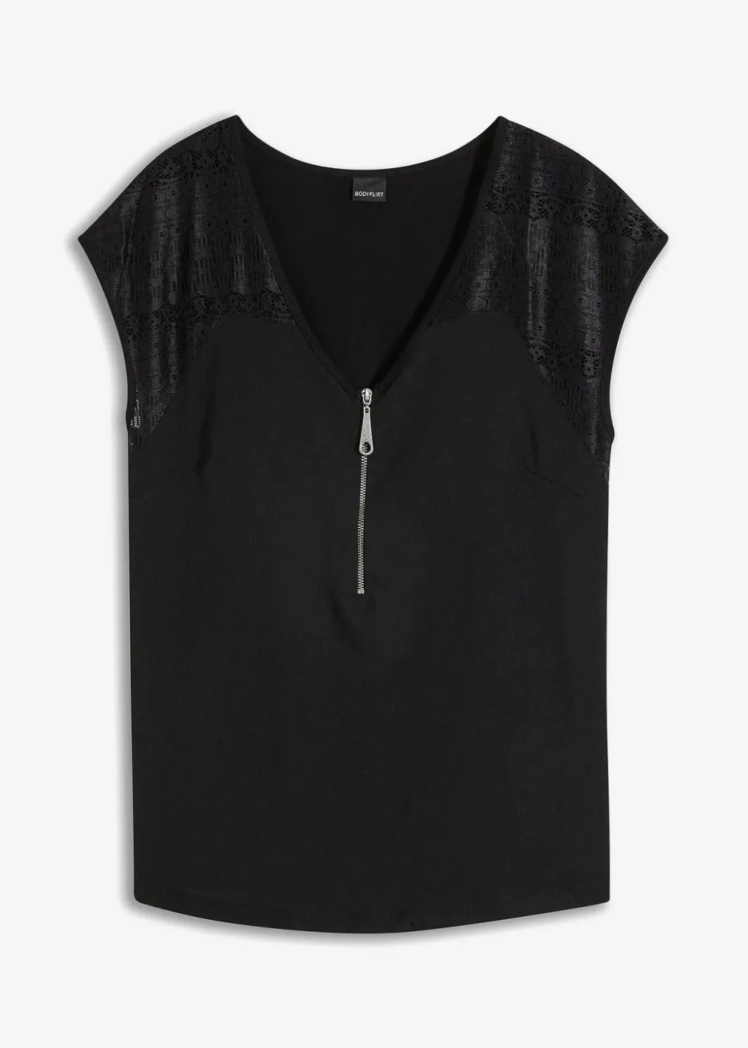 Damen bonprix Nachhaltigere Materialien|Shirts & Tops|Shirt mit Spitzeneinsatz