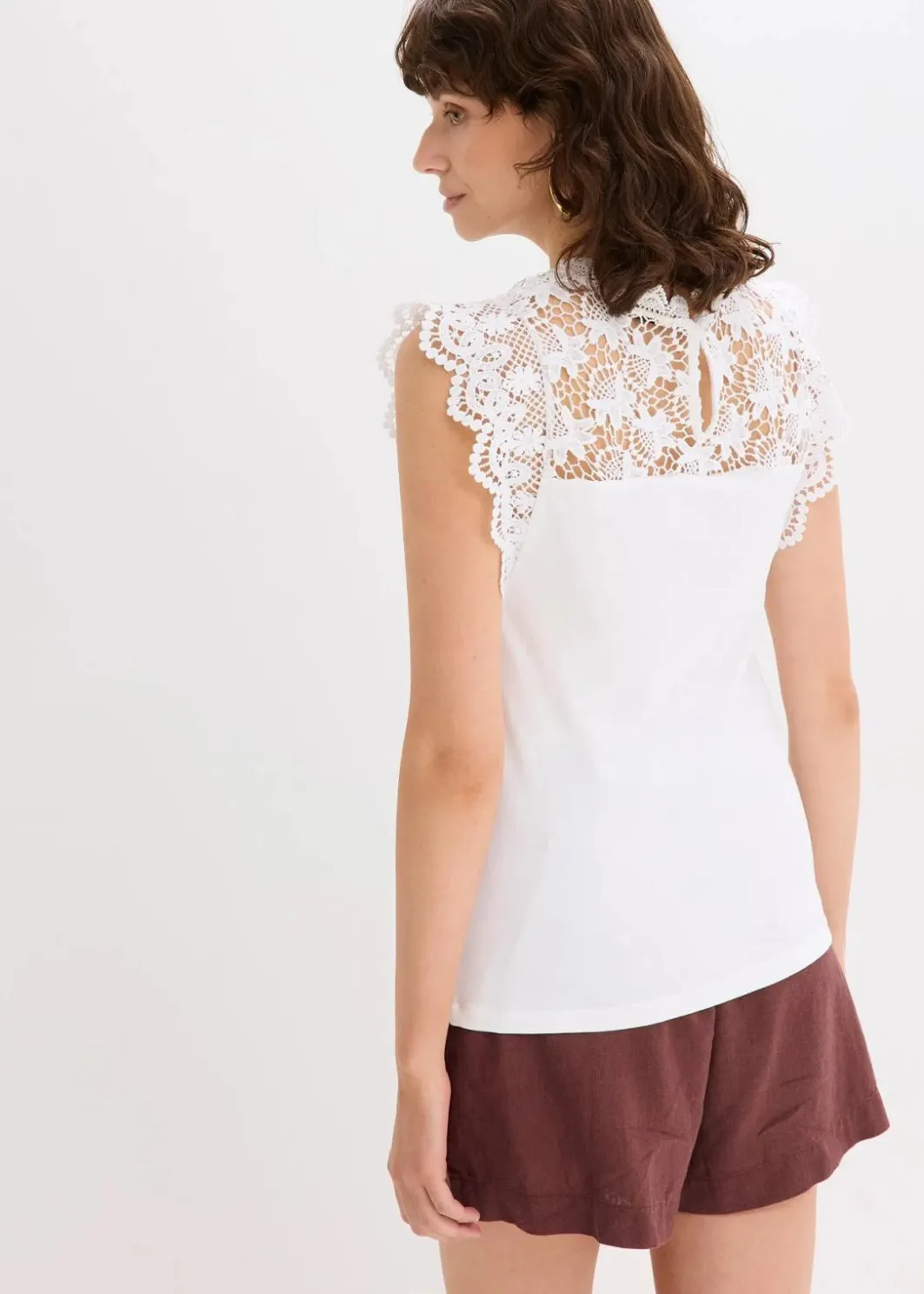 Damen bonprix Shirts & Tops|Shirt mit Spitzeneinsatz