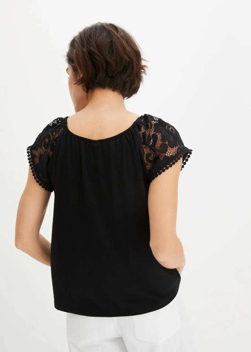 Damen bonprix Shirts & Tops|Nachhaltigere Materialien|Shirt mit Spitzenärmeln