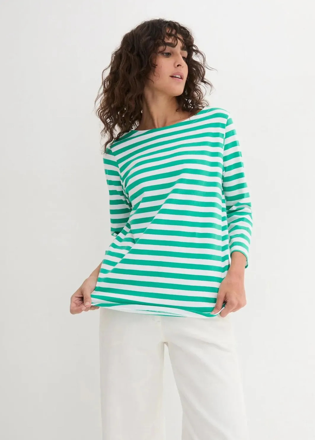 Damen bonprix Shirts & Tops|Basics|Shirt mit U-Boot-Ausschnitt