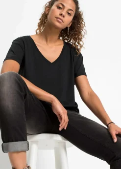 Damen bonprix Shirts & Tops|Basics|Shirt mit V-Ausschnitt
