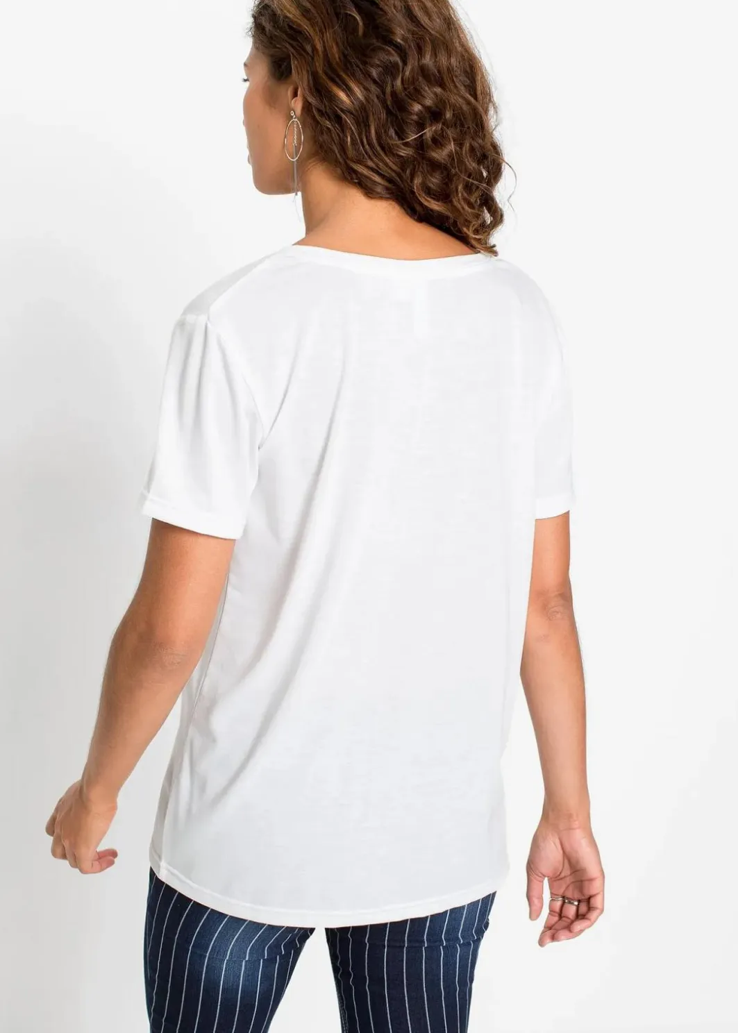 Damen bonprix Bekleidung·Röcke|Nachhaltigere Materialien|Shirt mit V-Ausschnitt