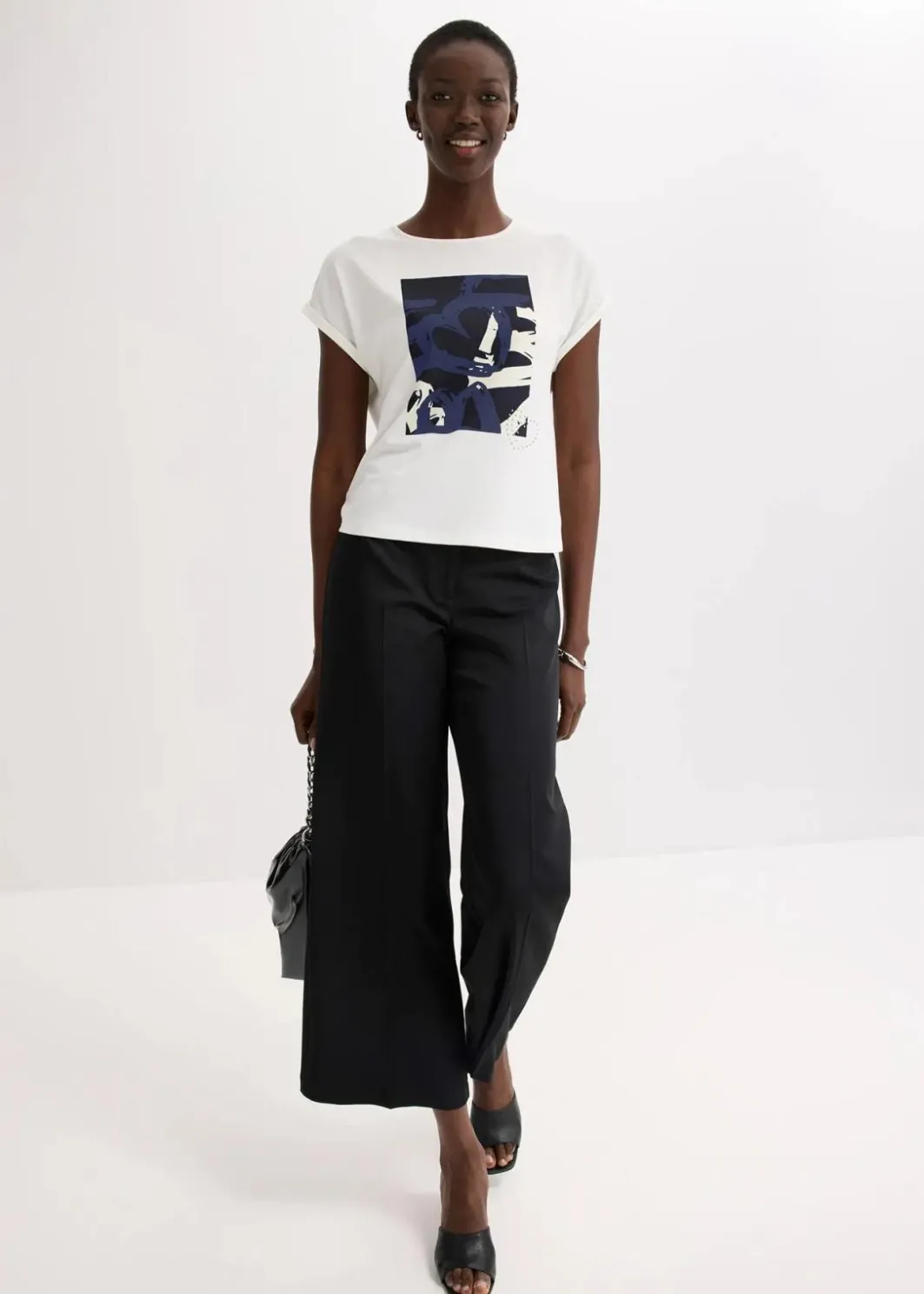 Damen bonprix Shirts & Tops|Shirt mit Viskose und Glitzersteinen