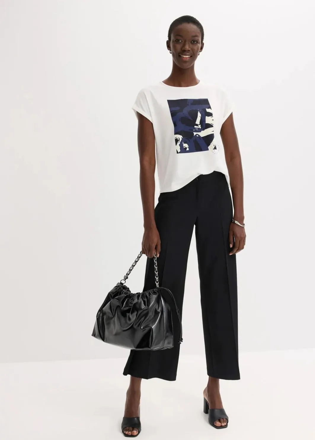 Damen bonprix Shirts & Tops|Shirt mit Viskose und Glitzersteinen