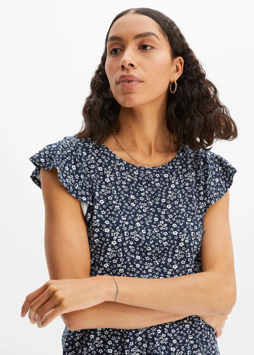 Damen bonprix Shirts & Tops|Nachhaltigere Materialien|Shirt mit Volantärmel