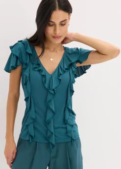 Shirt mit Volants aus softem Modal-Mix Damen Shirts & Tops
