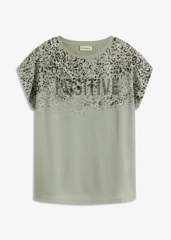 Sale Shirt mit Webeinsatz und Glitzersteinchen Damen Shirts & Tops