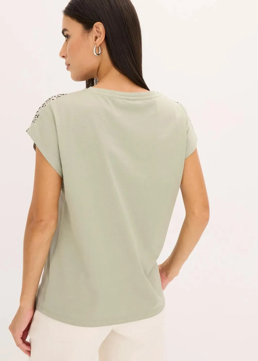 Sale Shirt mit Webeinsatz und Glitzersteinchen Damen Shirts & Tops