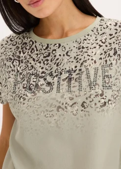 Sale Shirt mit Webeinsatz und Glitzersteinchen Damen Shirts & Tops