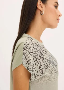 Sale Shirt mit Webeinsatz und Glitzersteinchen Damen Shirts & Tops