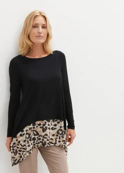 Online Shirtbluse aus Viskose-Mix mit Chiffoneinsatz Damen Shirts & Tops