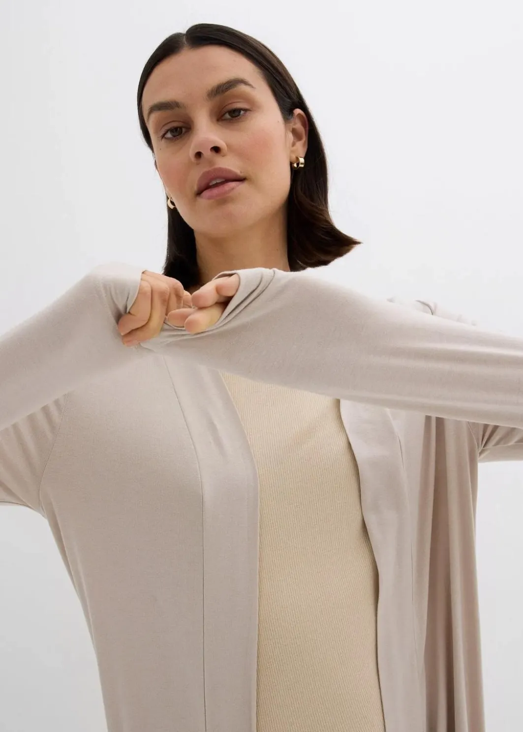 Damen bonprix Shirts & Tops|Basics|Shirtjacke aus softem Viskose-Mix