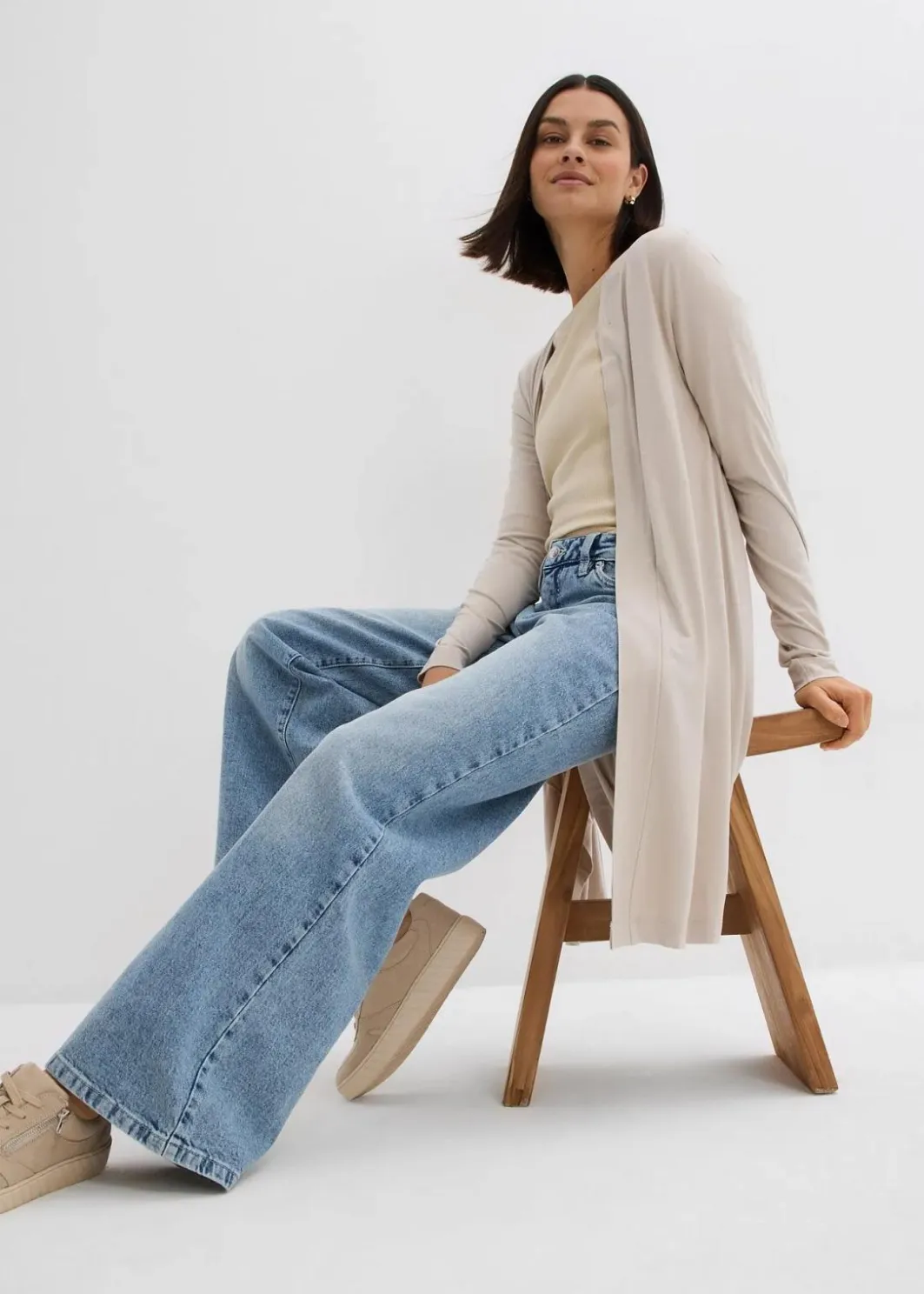 Damen bonprix Shirts & Tops|Basics|Shirtjacke aus softem Viskose-Mix