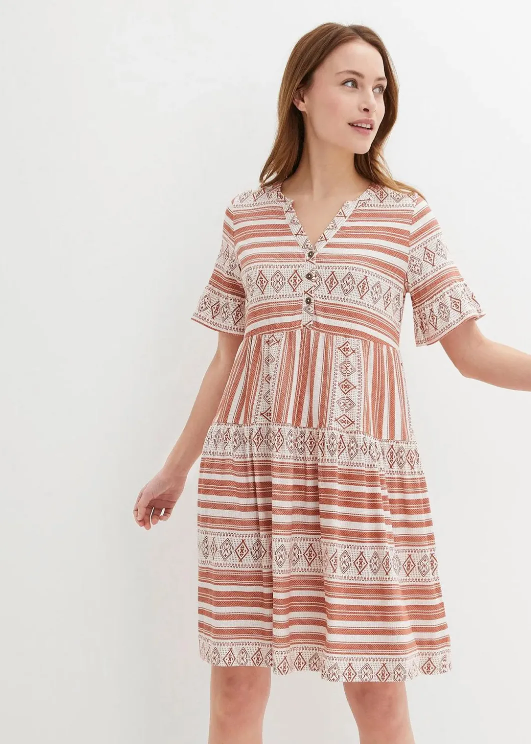 Sale Shirtkleid aus fließendem Viskose-Mix Damen Kleider|Bekleidung·Pullover & Strickjacken