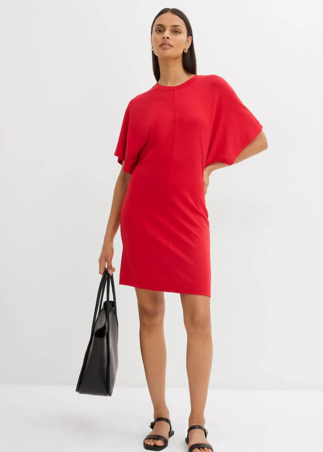 Damen bonprix Kleider|Shirtkleid aus softem Punto di Roma