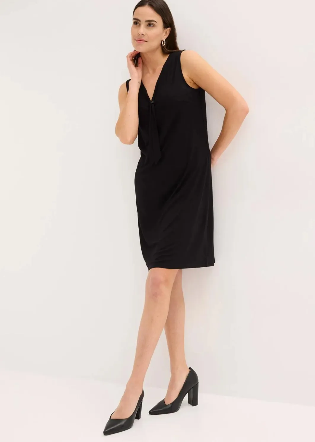 Damen bonprix Kleider|Bekleidung·Pullover & Strickjacken|Shirtkleid mit Schluppe