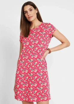 Damen bonprix Bekleidung·Pullover & Strickjacken|Kleider|Shirtkleid mit seitlichen Schlitzen aus reiner Baumwolle (2er Pack)