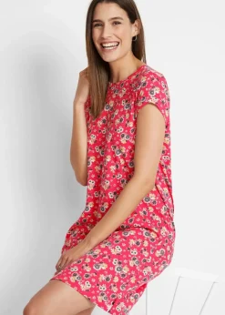 Damen bonprix Bekleidung·Pullover & Strickjacken|Kleider|Shirtkleid mit seitlichen Schlitzen aus reiner Baumwolle (2er Pack)