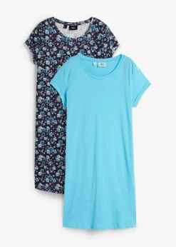 Clearance Shirtkleid mit seitlichen Schlitzen aus reiner Baumwolle (2er Pack) Damen Kleider|Bekleidung·Pullover & Strickjacken