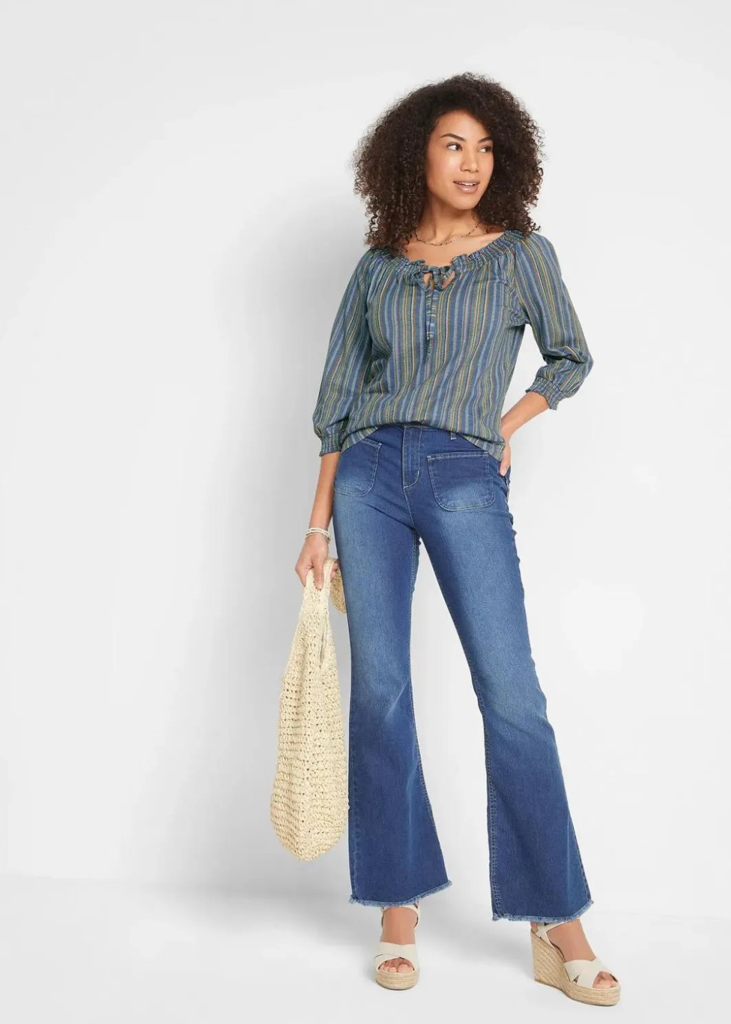 Outlet Shirt-Tunika 3/4-Arm, gestreift Damen Shirts & Tops|Nachhaltigere Materialien